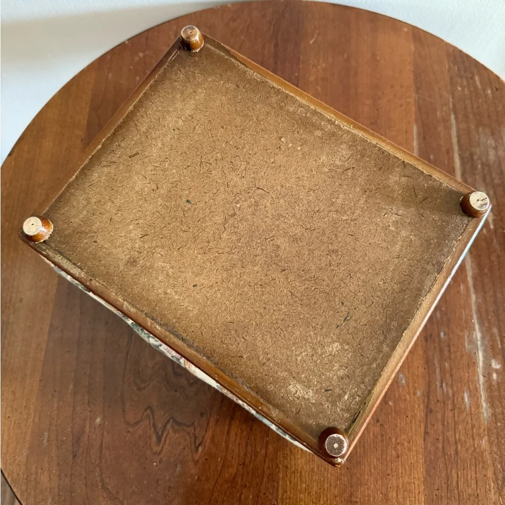 Vintage Wood Jewelry Box With Floral Fabric Cottagecore - Picture 8 of 10